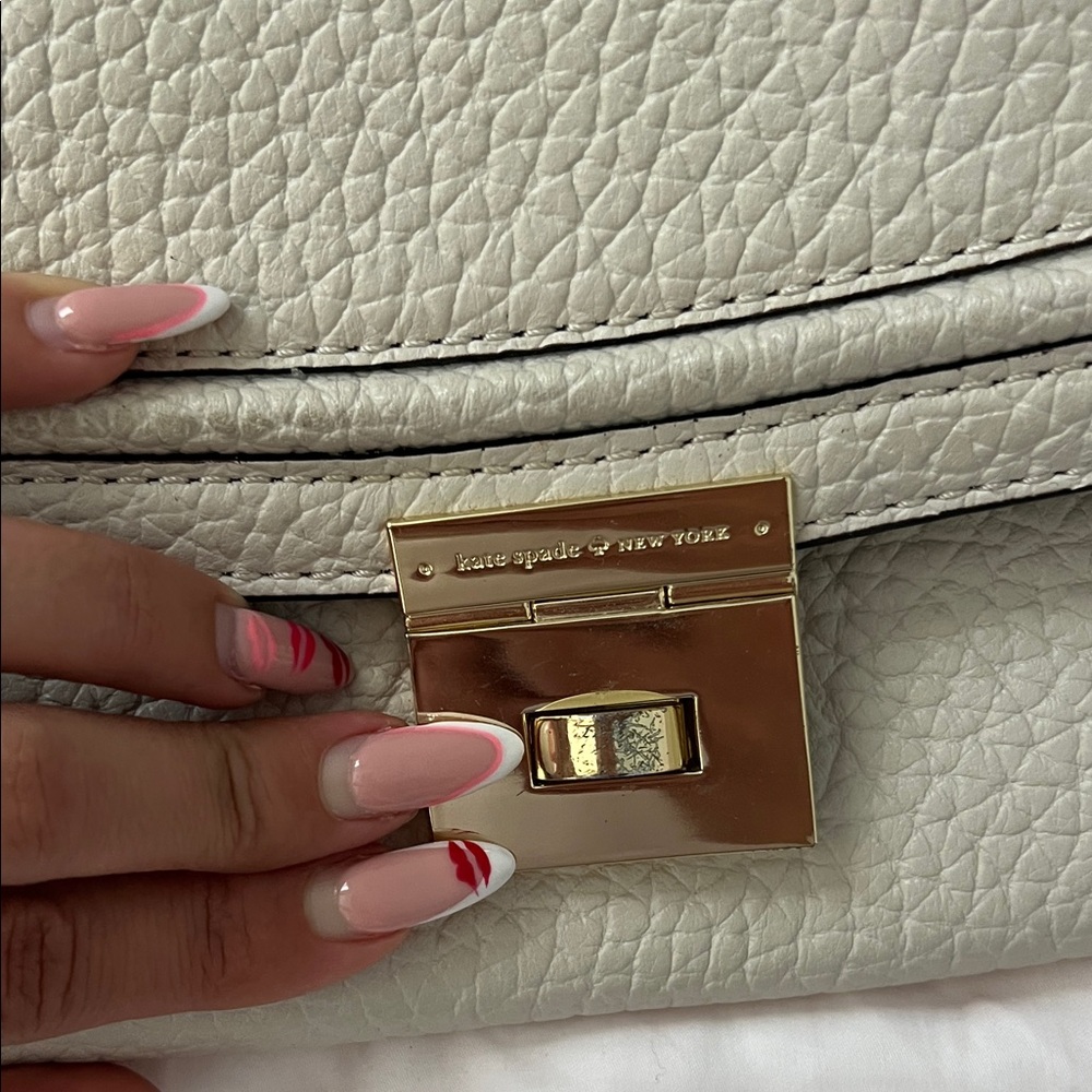 kate spade Pebbled Beige Leather Crossbody with Gold Hardware - Picture 3 of 4